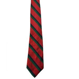 Allen Lolly vintage English Repp silk tie. Red with green & blue stripes. EUC